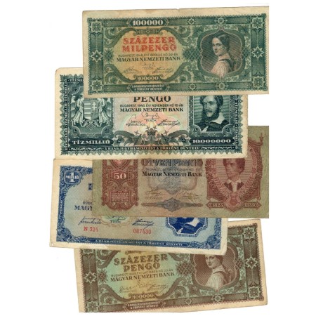 Ungaria 1932-1946 - Lot 5 bancnote circulate