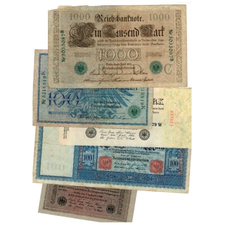Germania 1908-1923 - Lot 5 bancnote, circulate