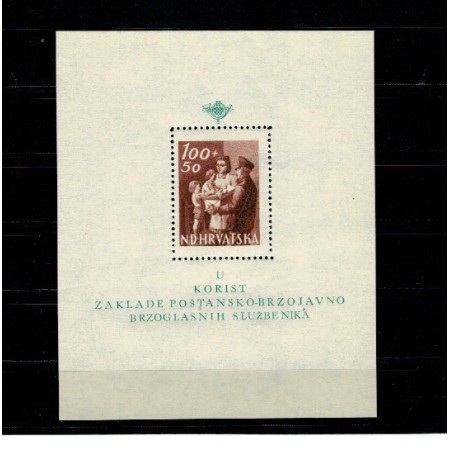 Croatia 1945 - Poștaș cu familia, colita neuzata