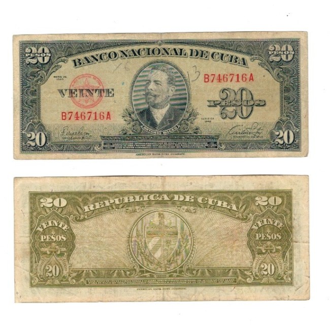 Cuba 1949 - 20 pesos, circulata