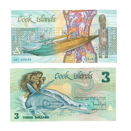 Insulele Cook 1987 - 3 dollars aUNC