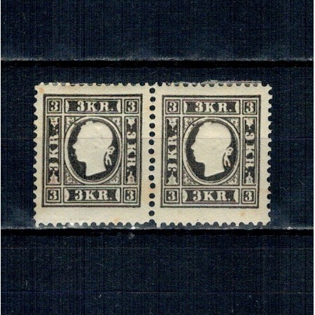 Austria 1884 - Uzual 3kr Franz Iosif, pereche neștampilata, cu șarniere