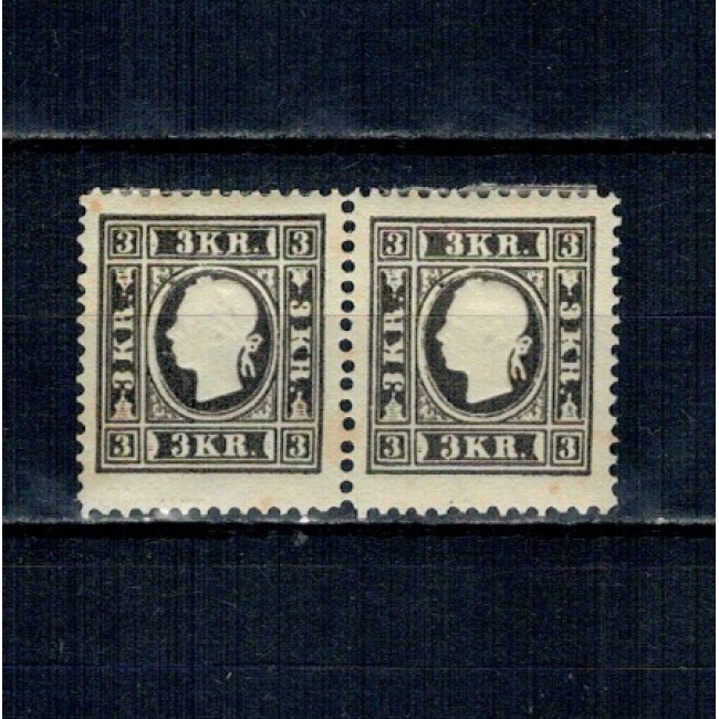 Austria 1884 - Uzual 3kr Franz Iosif, pereche neștampilata, cu șarniere