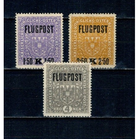 Austria 1918 - Posta Aeriana, supratipar, serie neuzata