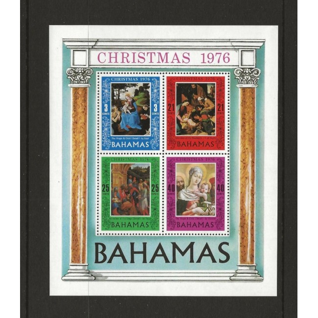 Bahamas 1975 - Crăciun, picturi, arta, bloc neuzat