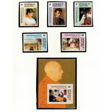 Haute Volta 1975 - Picasso, picturi, arta, serie si colita neuzata