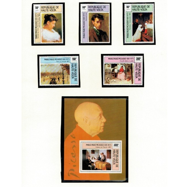 Haute Volta 1975 - Picasso, picturi, arta, serie si colita neuzata