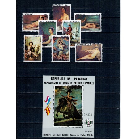 Paraguay 1976 - Picturi, arta, pictori spanioli, serie si colita neuzata