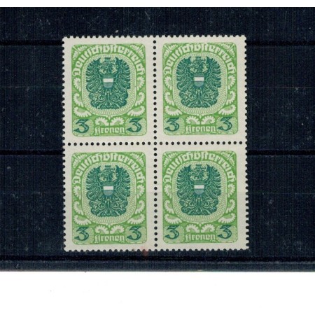 Austria 1921 - Uzual 3kr, Mi.No.316xc in bloc de 4 neuzat, expertizat, cota mare