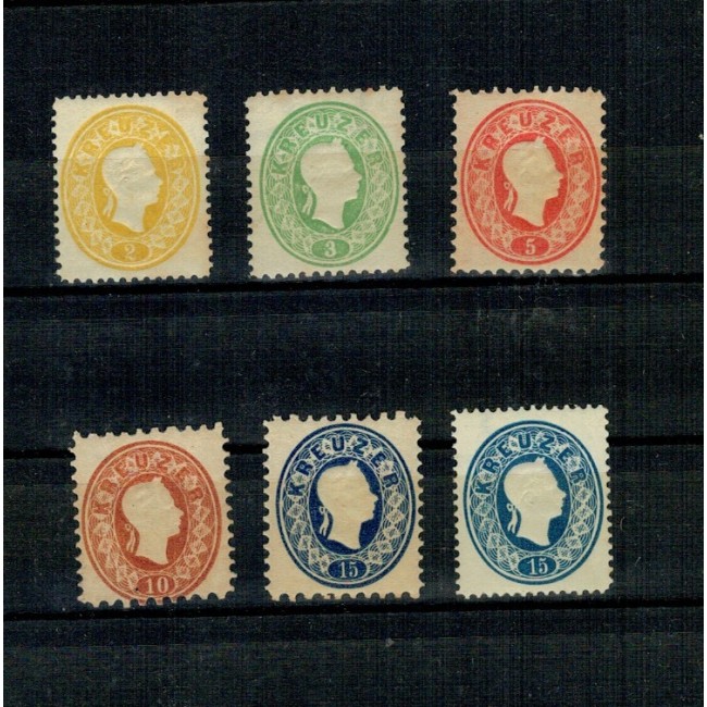 Austria 1860/61 - Uzuale Franz Iosif, re-emisiune 1870/1884, set neuzat