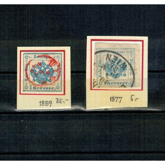 Austria 1859, 1877 - Marci pentru ziare, stampilate