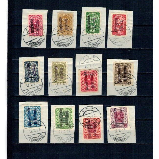 Austria 1921 - Prima Republica, emisiune locala Burgenland, lot stampilat, pe decupaje