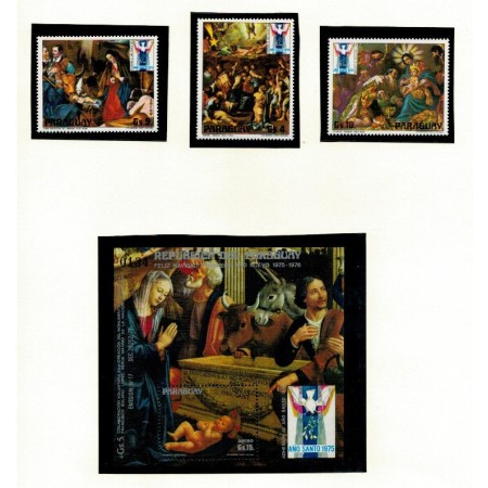 Paraguay 1976 - Crăciun, arta, serie si colita neuzata