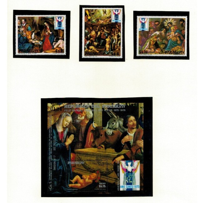 Paraguay 1976 - Crăciun, arta, serie si colita neuzata