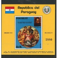 Paraguay 1975 - Michelangelo, pictura, arta, colita neuzata