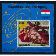Paraguay 1975 - Michelangelo, pictura, arta, colita neuzata