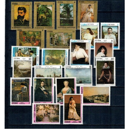 Cuba - Lot timbre neuzate, tematica pictura, arta