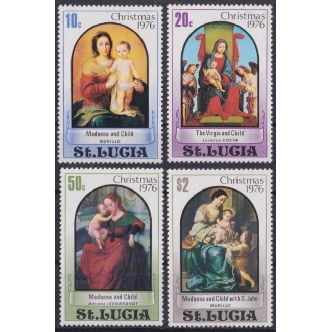 Saint Lucia 1976 - Crăciun, picturi, arta, serie neuzata