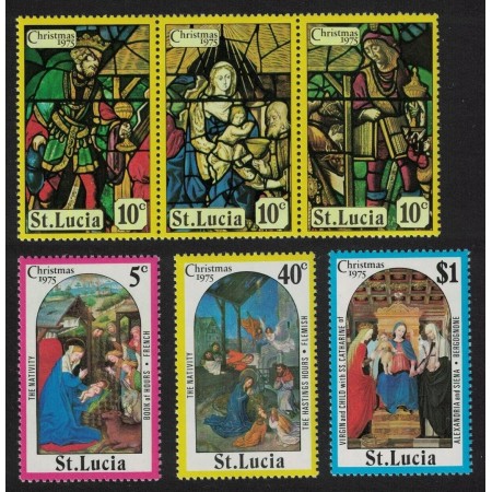 Saint Lucia 1975 - Crăciun, picturi, arta, serie neuzata