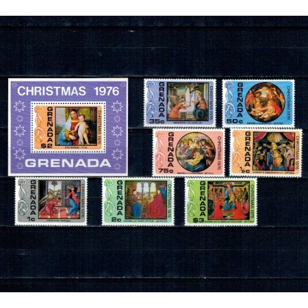 Grenada 1976 - Craciun, picturi, arta, serie si colita neuzata