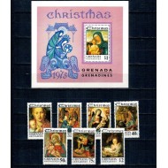 Grenada Grenadines 1975 - Crăciun, picturi, arta, serie si colita neuzata