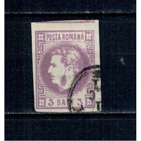 1870 - Carol I cu favoriți, 3 bani stampilat