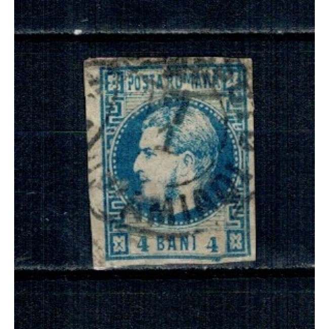 1868 - Carol I cu favoriți, 5 bani stampilat