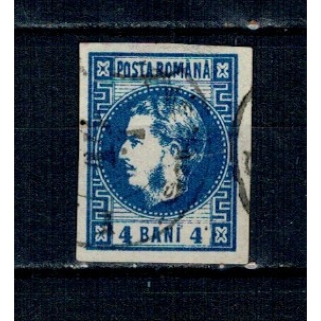 1868 - Carol I cu favoriți, 5 bani stampilat