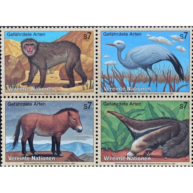 ONU Viena 1997 - Fauna protejata, animale, serie neuzata