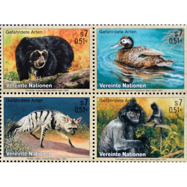 ONU Viena 2001 - Fauna protejata, animale, serie neuzata