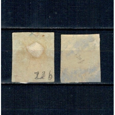 1869 - Carol I cu favoriți, 10 bani, doua mărci stampilate, nuanțe diferite