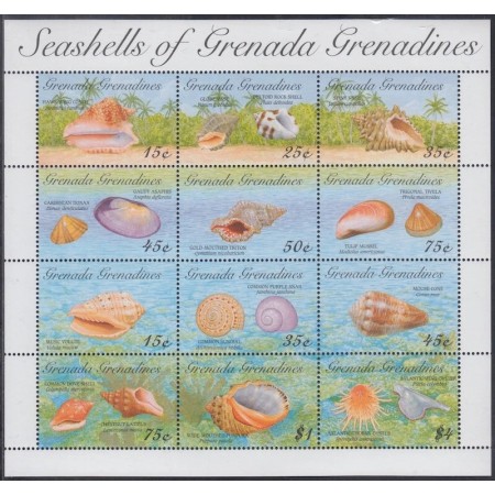 Grenada Grenadines 1993 - Cochilii, fauna marina, minicoala neuzata