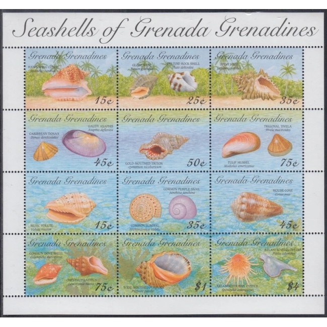 Grenada Grenadines 1993 - Cochilii, fauna marina, minicoala neuzata