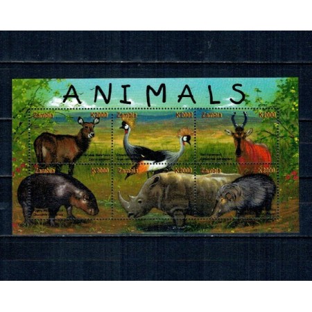 Zambia 2001 - Fauna africana, animala, bloc neuzat