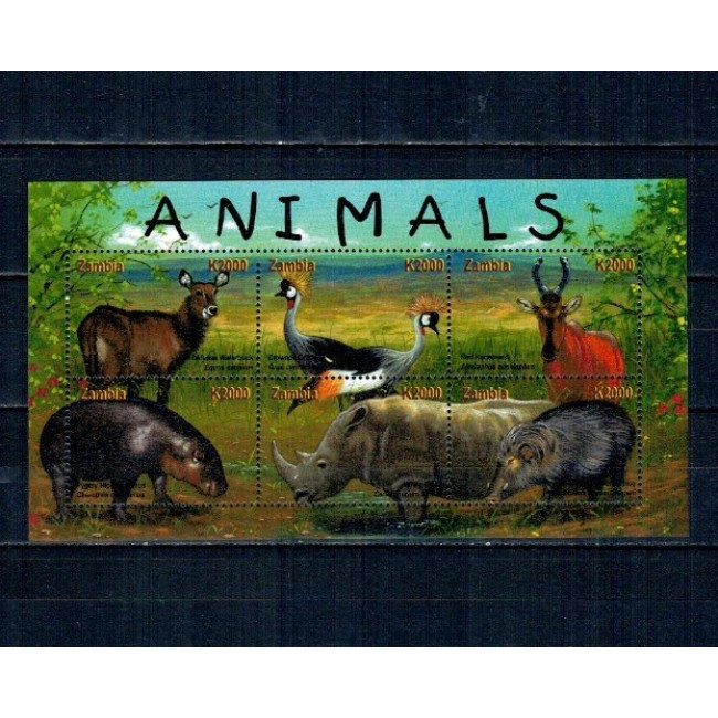 Zambia 2001 - Fauna africana, animala, bloc neuzat