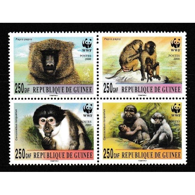 Guinea 2000 - Fauna WWF, maimuțe, serie neuzata