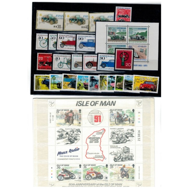 Lot timbre străine neuzate, tematica mașini, automobile, transport