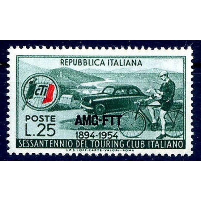 Trieste Zona A 1954 - Touring Club, mașina, bicicleta, neuzat