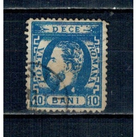 1872 - Carol I cu barba, 10 bani dantelat, stampilat