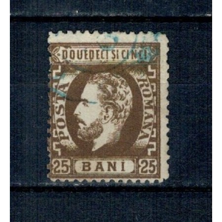1872 - Carol I cu barba, 25 bani dantelat, stampilat