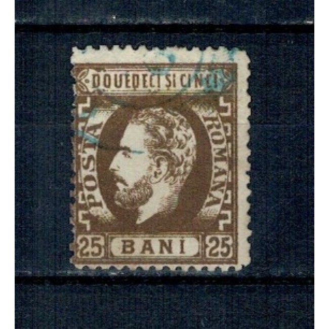 1872 - Carol I cu barba, 25 bani dantelat, stampilat