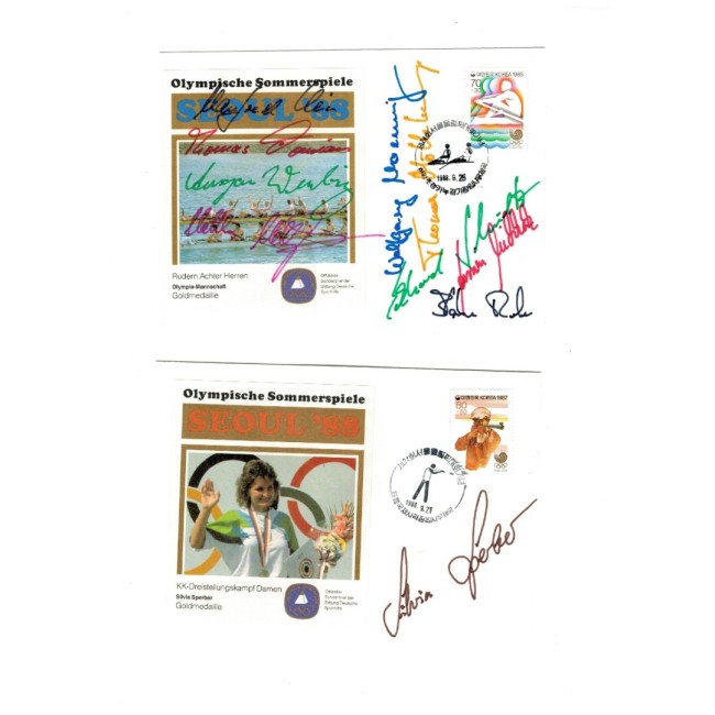 Coreea de Sud 1988 - Jocurile Olimpice - Lot 10 plicuri cu semnăturile atleților medaliați