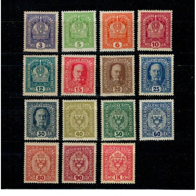 Austria 1916-1918 - Uzuale Franz Iosif, coroana, serie neuzata