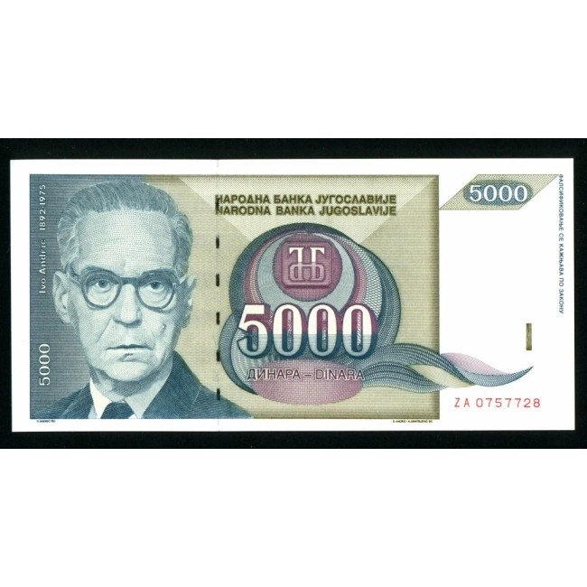 Iugoslavia 1992 - 5000 dinara UNC, replacement