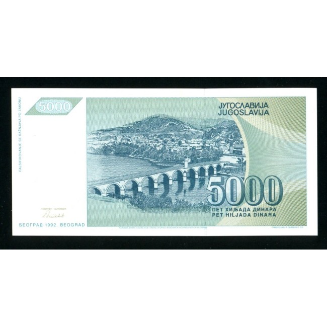 Iugoslavia 1992 - 5000 dinara UNC, replacement