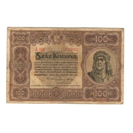 Ungaria 1920 - 100 korona, Orell Fussli Zurich, circulata
