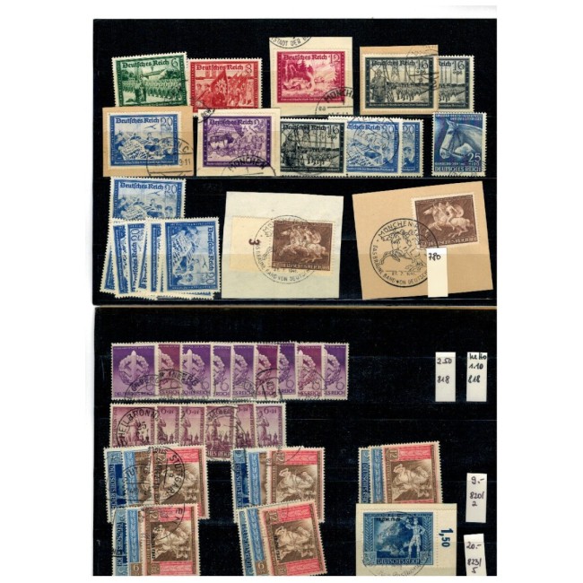 Deutsches Reich - Lot timbre stampilate, pe cartoane de expunere