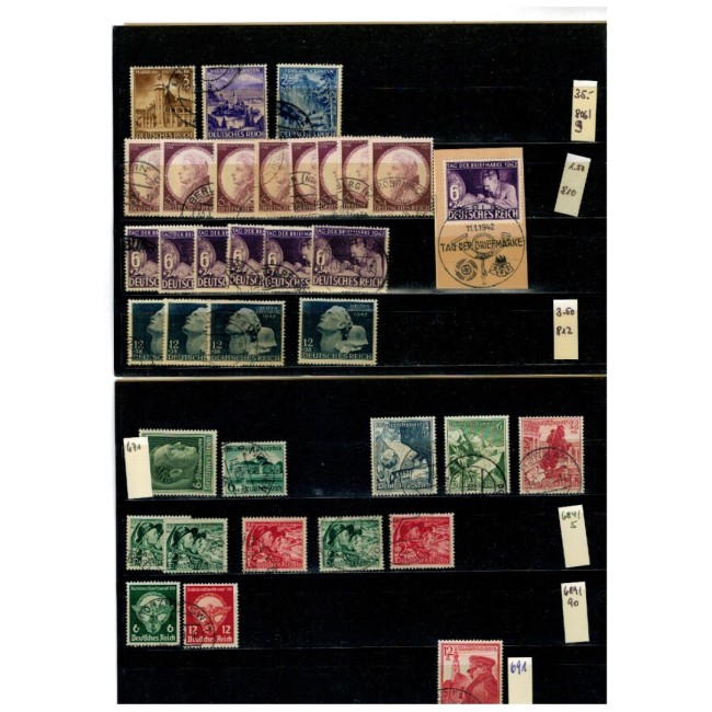 Deutsches Reich - Lot timbre stampilate, pe cartoane de expunere