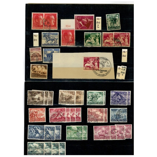 Deutsches Reich - Lot timbre stampilate, pe cartoane de expunere