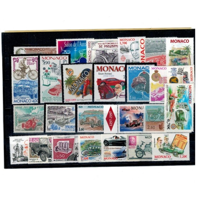 Monaco - Lot timbre neuzate, tematica mașini, auto, transport